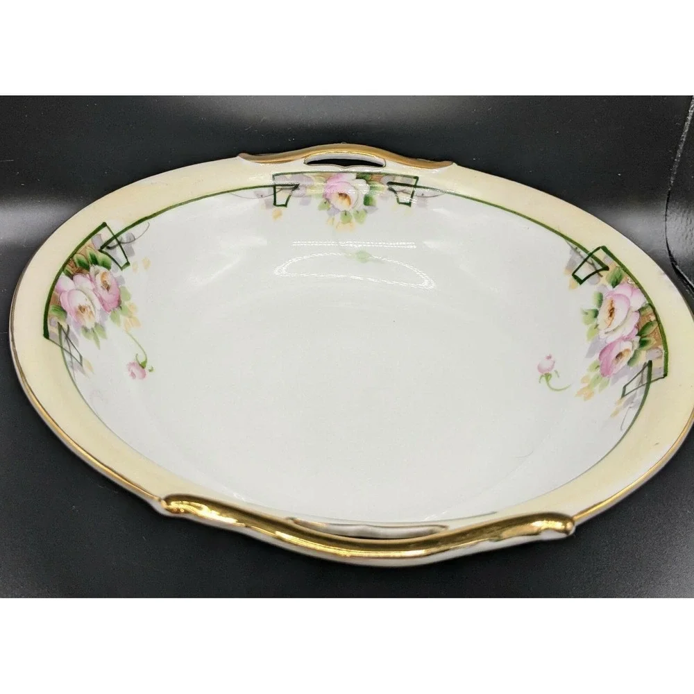 Antique Nippon Large Bowl Serving Dish Hand Painted Japan